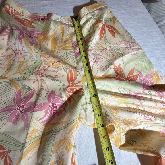 Talbots Pants Women's Size 14 Yellow Silk Floral Lined High Waist Strait Leg - Picture 5 of 8